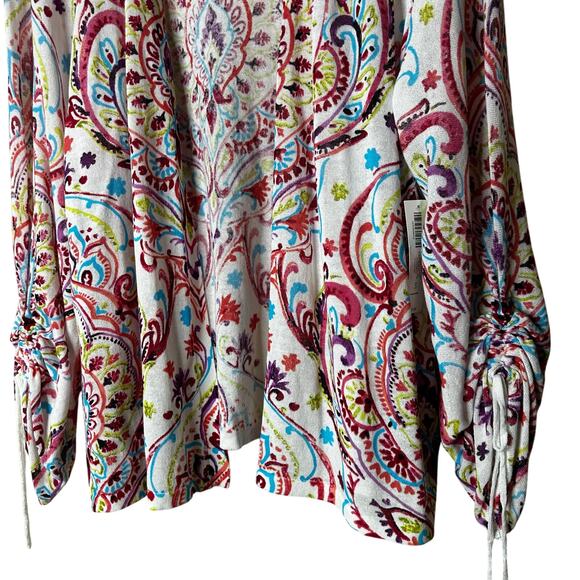 Chicos NWT Cardigan Size 3 XL Paisley Bright Colors Open Front Cotton Nylon - Picture 3 of 9